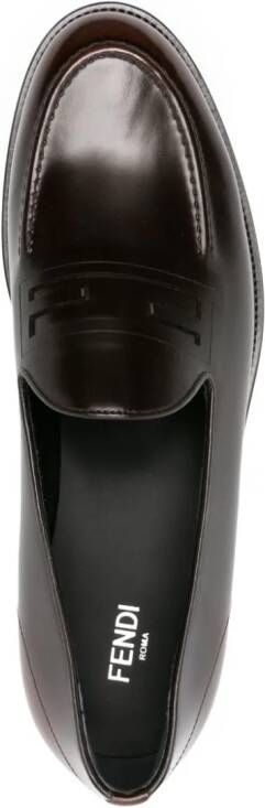 FENDI Lakleren loafers met FF-reliëf Bruin