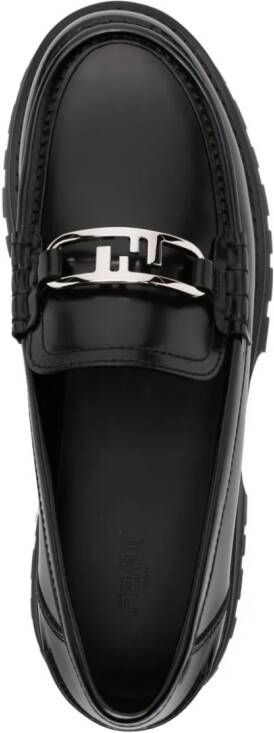 FENDI Loafers met logoplakkaat Zwart