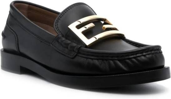 FENDI Loafers met logoplakkaat Zwart