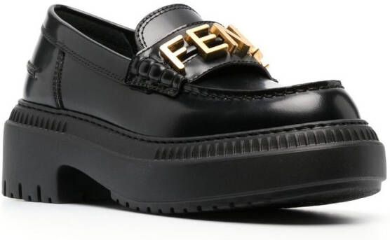 FENDI Loafers met chunky zool Zwart