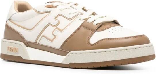 FENDI Match leren sneakers met FF-logo applicatie Beige