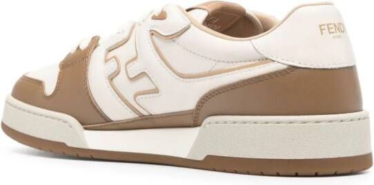 FENDI Match leren sneakers met FF-logo applicatie Beige