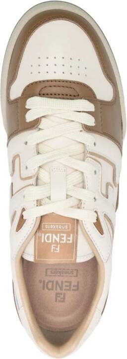 FENDI Match leren sneakers met FF-logo applicatie Beige