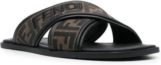 FENDI Sandalen met FF-logoprint Zwart