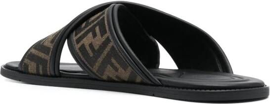 FENDI Slippers met FF-jacquard Zwart