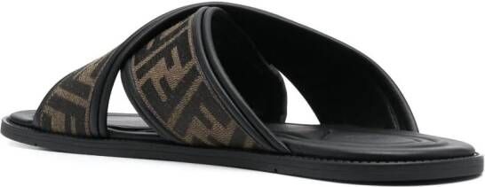 FENDI Sandalen met FF-logoprint Zwart