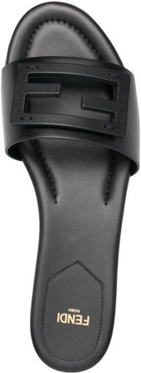FENDI Baguette leren slippers Zwart