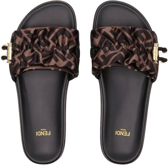 FENDI Slippers met FF-logo Bruin