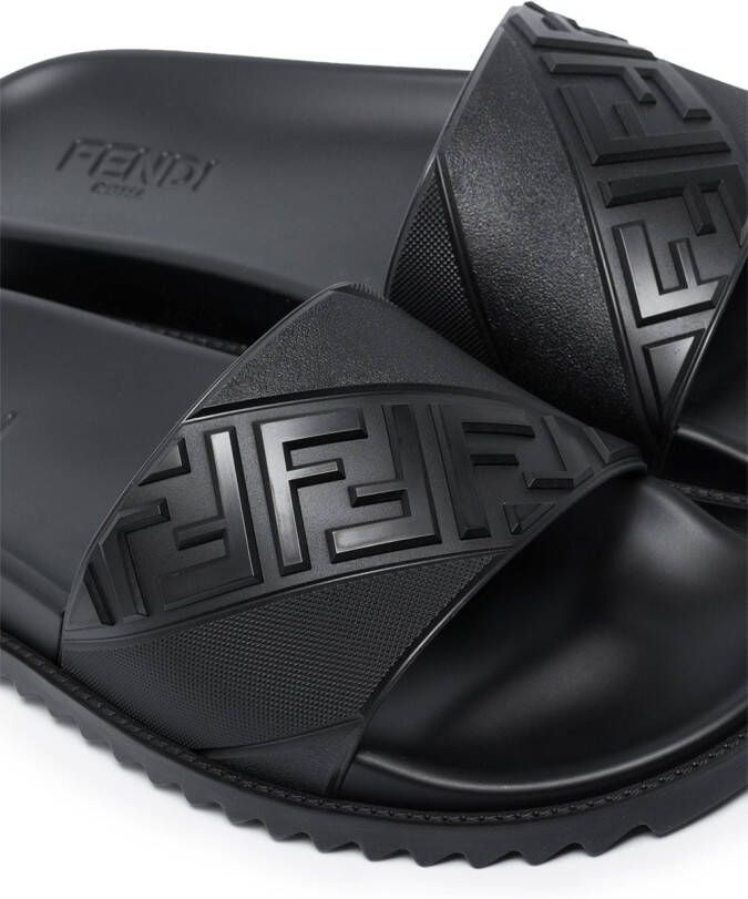 FENDI Slippers met FF reliëf Zwart