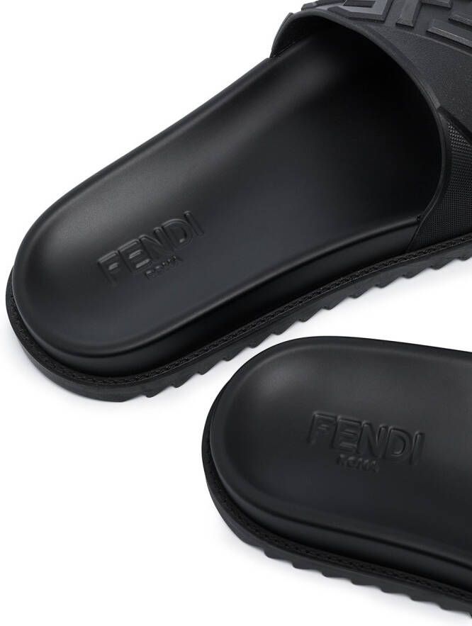 FENDI Slippers met FF reliëf Zwart