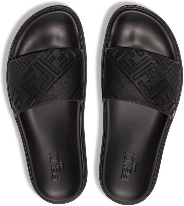 FENDI Slippers met FF reliëf Zwart