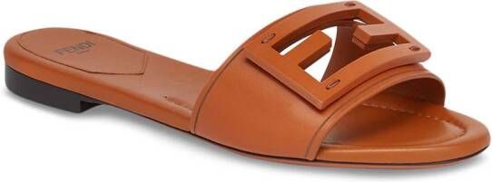 FENDI Baguette leren slippers Bruin