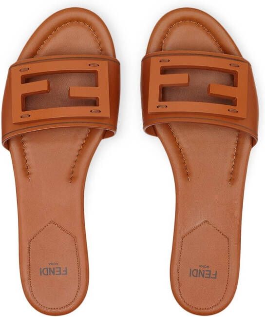 FENDI Baguette leren slippers Bruin