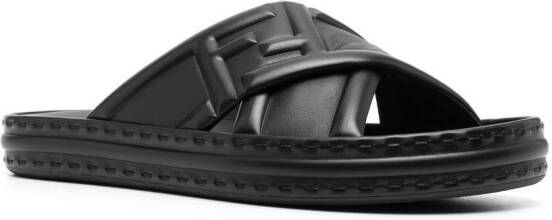 FENDI Slippers met logo Zwart