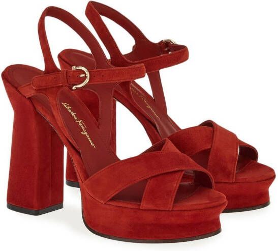 Ferragamo Gia sandalen met plateauzool Rood