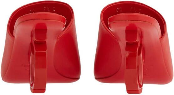 Ferragamo Muiltjes met bewerkte hak Rood