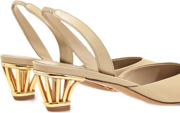 Ferragamo Alyssa slingback pumps met kooihak Beige