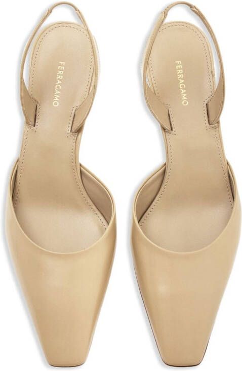 Ferragamo Alyssa slingback pumps met kooihak Beige