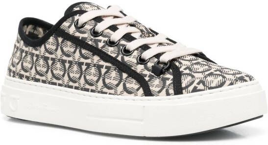 Ferragamo Anson Gancini sneakers met jacquard Beige