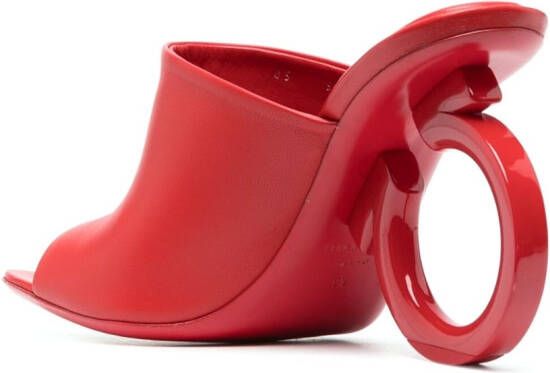 Ferragamo Astro 105mm leren muiltjes Rood