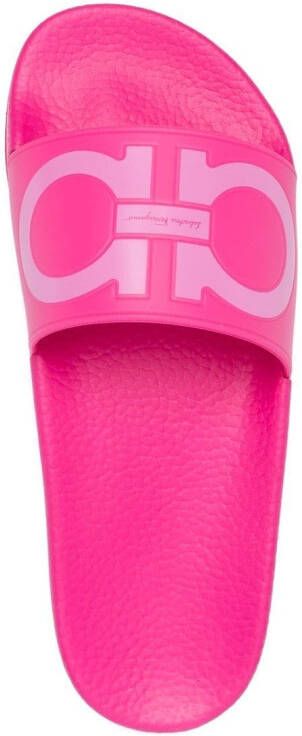 Ferragamo Badslippers met gancini print Roze
