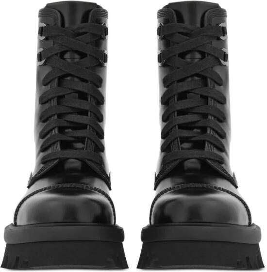 Ferragamo Combat boots met chunky zool Zwart