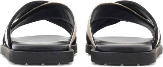 Ferragamo Katoenen sandalen met gekruiste bandjes Beige