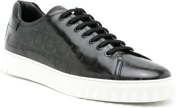 Ferragamo Cube sneakers met Gancini print Zwart