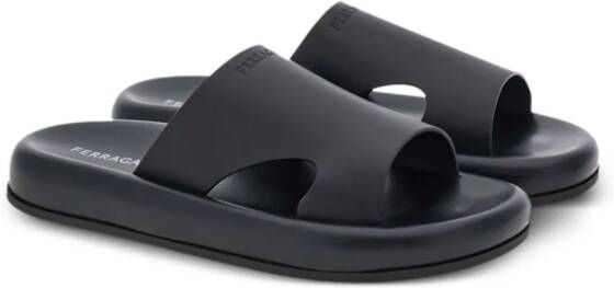 Ferragamo Leren sandalen met uitgesneden details Zwart