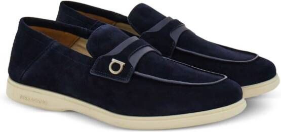 Ferragamo Deconstructed Gancini suède loafers Blauw