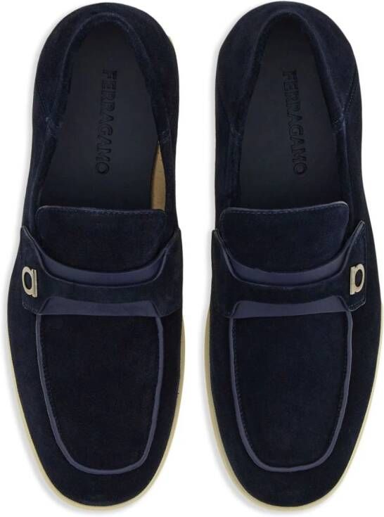 Ferragamo Deconstructed Gancini suède loafers Blauw