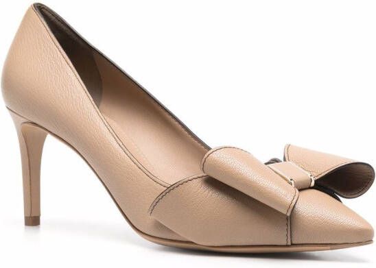 Ferragamo Double Bow leren pumps Bruin