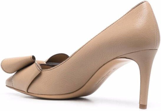 Ferragamo Double Bow leren pumps Bruin