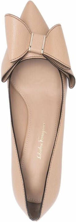Ferragamo Double Bow leren pumps Bruin