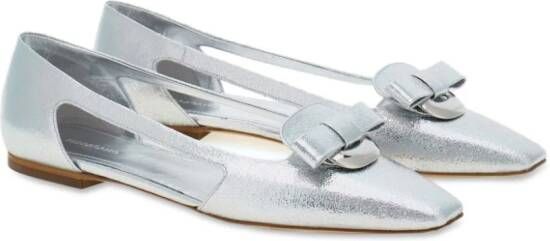 Ferragamo Drop Bow leren ballerina's Zilver