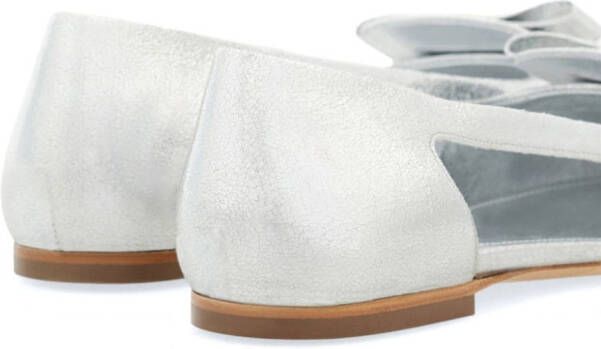 Ferragamo Drop Bow leren ballerina's Zilver