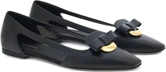 Ferragamo Drop Bow leren ballerina's Zwart