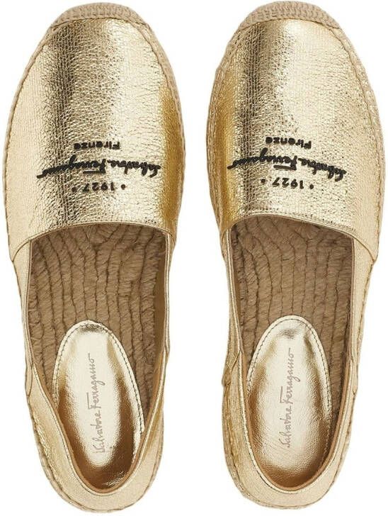 Ferragamo Espadrilles met geborduurd logo Goud