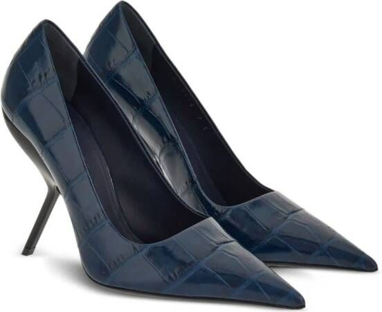 Ferragamo Eva pumps met krokodillen-reliëf Blauw