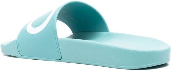 Ferragamo Gancini badslippers met print Blauw