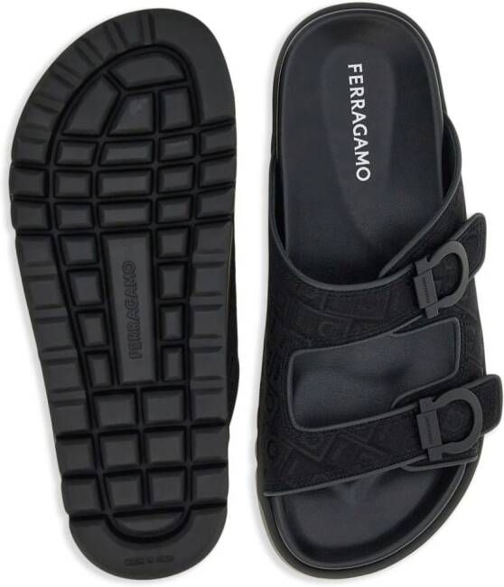 Ferragamo Gancini sandalen met jacquard Zwart
