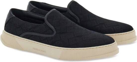 Ferragamo Gancini sneakers met jacquard Zwart