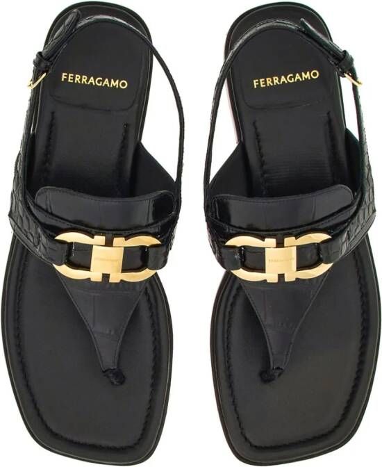 Ferragamo Gancini leren klompen Zwart