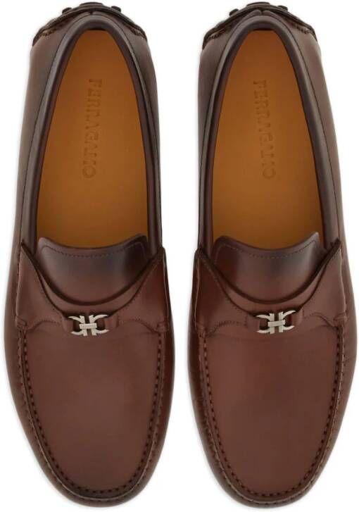 Ferragamo Gancini leren loafers Bruin