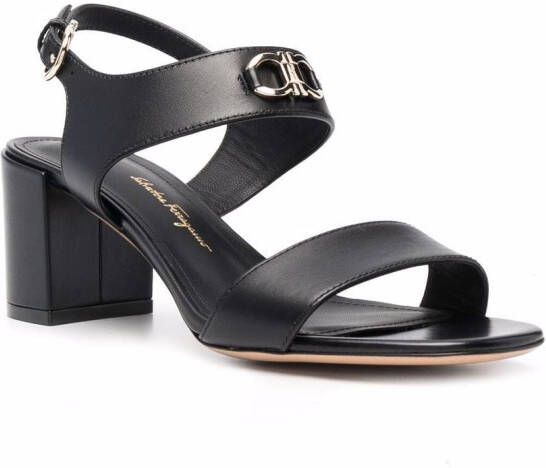Ferragamo Gancini leren sandalen Zwart
