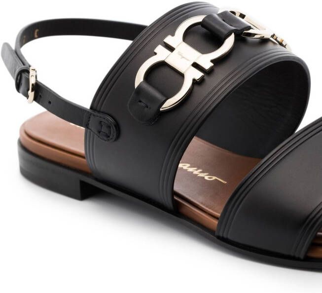 Ferragamo Gancini leren sandalen Zwart