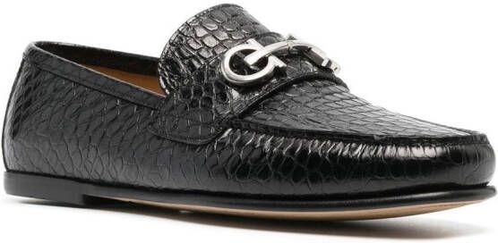 Ferragamo Gancini loafers met gesp Zwart