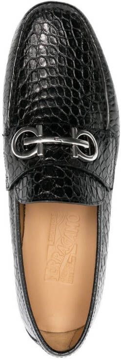 Ferragamo Gancini loafers met gesp Zwart