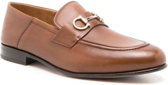 Ferragamo Gancini loafers met klapbare hak Bruin