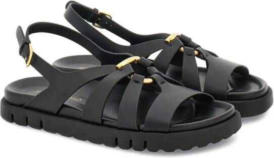 Ferragamo Gancini sandalen met plakkaat Zwart